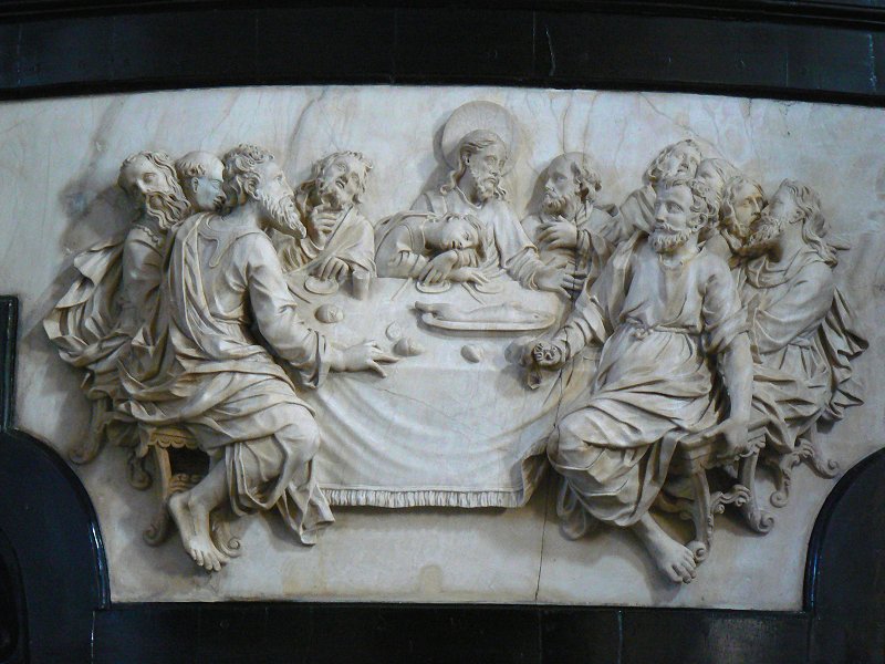 Marmor-Relief des Abendmahls mit Jesus