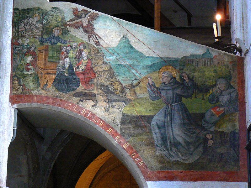 Fresko: St. Franziskus erhält die Wundmale Christi
