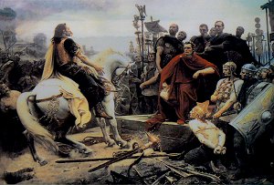Vercingetorix wirft Cäsar seine Waffen zu Füßen
